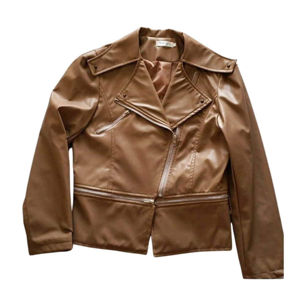 Women's Tan faux leather jacket Size L